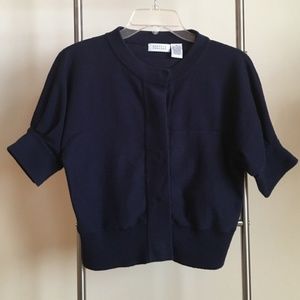 Barneys New York Short-Sleeve, Crop Cardigan